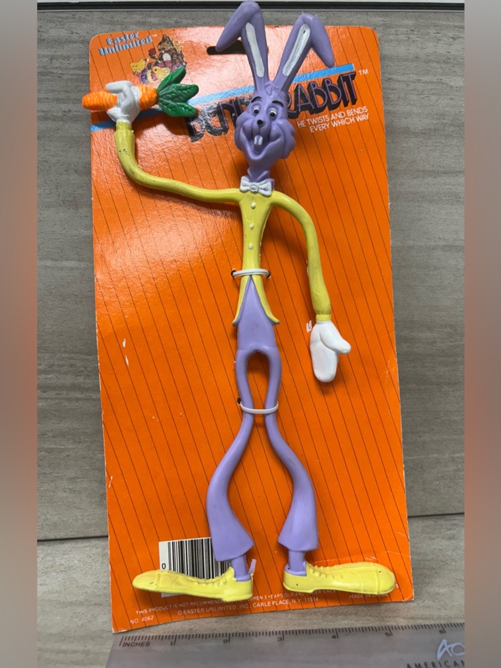 Bunny Bendable Figure - Purple & Yellow Cartoon Character